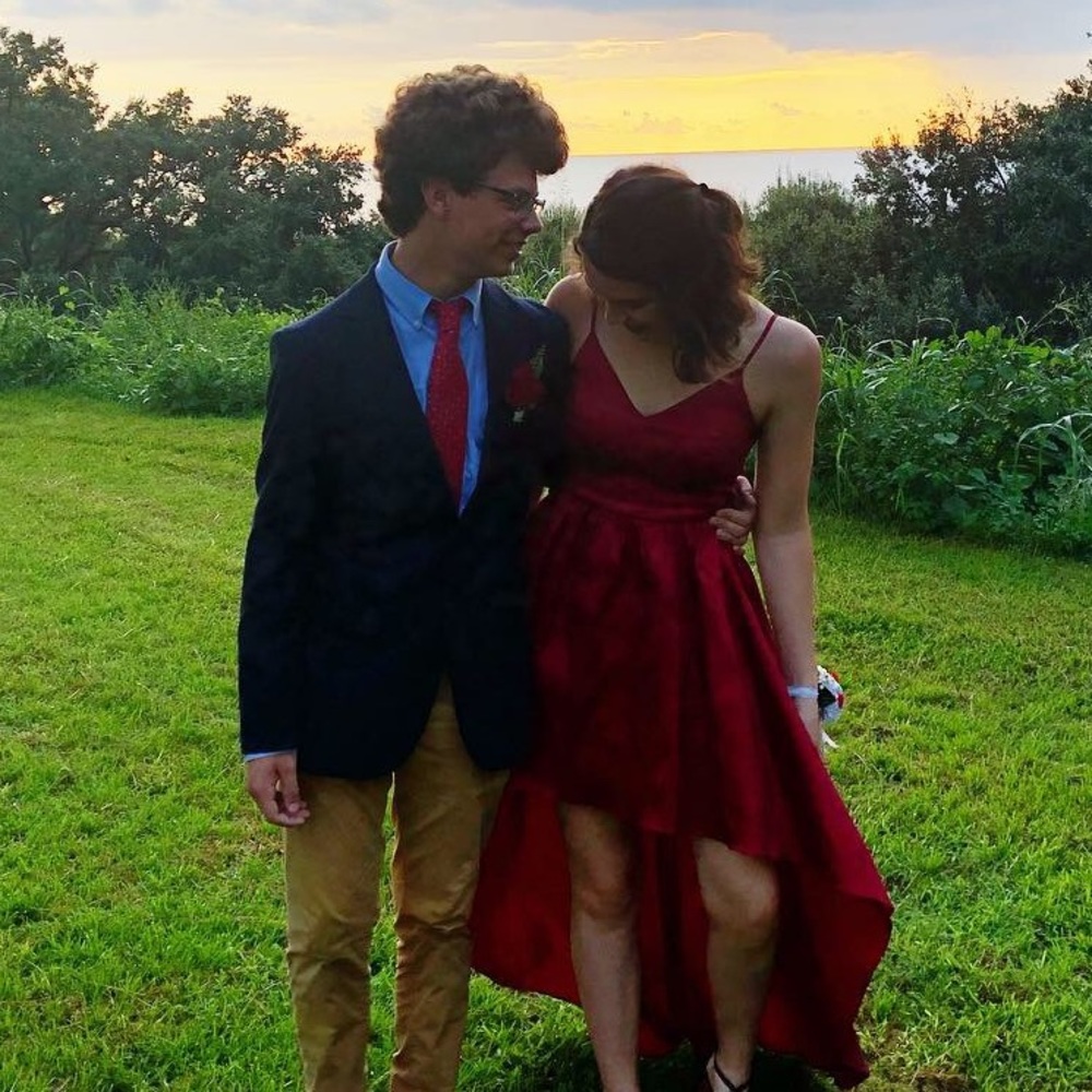 high-low red homecoming/prom dress